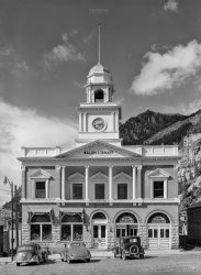 September 1940. "Walsh Library and City Hall. Ouray, Colorado." Medium format acetate negative by Russell Lee for the Farm Security Administration. View full size.