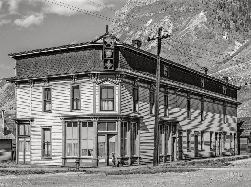 September 1940. "Rooming house and lodge hall at Silverton, Colorado." Medium format acetate negative by Russell Lee for the Farm Security Administration. View full size.
