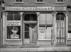 September 1940. "Detail of front of building. Silverton, Colorado." Medium format acetate negative by Russell Lee for the Farm Security Administration. View full size.