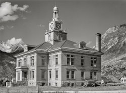September 1940. "San Juan County Courthouse. Silverton, Colorado." Medium format acetate negative by Russell Lee for the Farm Security Administration. View full size.