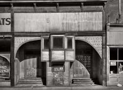 September 1940. "Entrance to abandoned theater. Silverton, Colorado." Medium format acetate negative by Russell Lee for the Farm Security Administration. View full size.