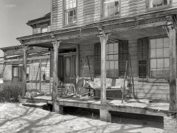 February 1936. "Shabby housing near Bound Brook, New Jersey." Medium format negative by Carl Mydans for the Resettlement Administration. View full size.