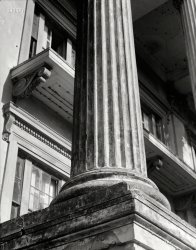 Circa 1936. "Belle Grove Plantation, Louisiana, 1858. Closeup of column." Photo by Walker Evans for the Resettlement Administration. View full size.