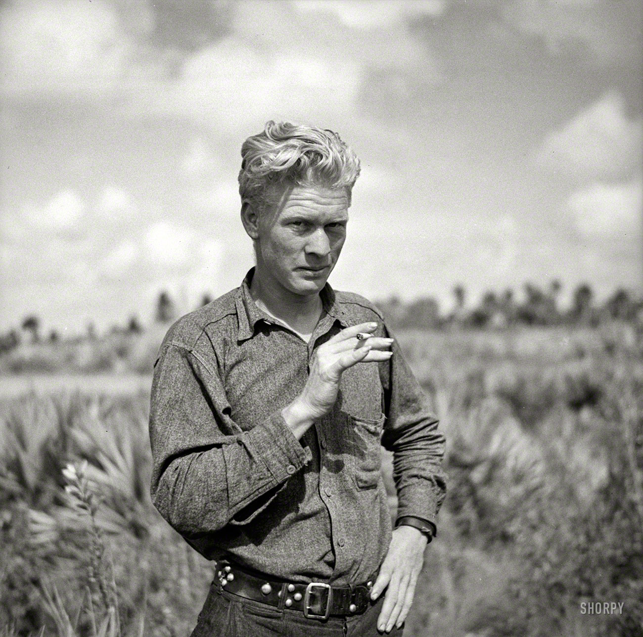 January 1937. "Deerfield, Florida. Migrant agricultural worker from Oklahoma." Photo by Arthur Rothstein for the Farm Security Administration. View full size.