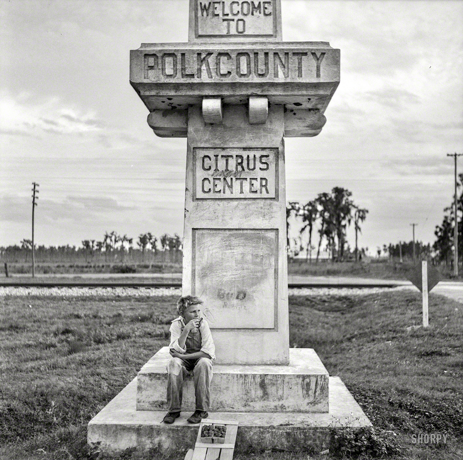 January 1937. "Highway marker in Polk County, Florida." Medium format negative by Arthur Rothstein for the Farm Security Administration. View full size.