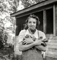 August 1939. "Washington, Yakima Valley, near Wapato. Carrying peppers from garden. One of eight Schrock children, Farm Security Administration client family in tenant purchase program." Photo by Dorothea Lange. View full size.