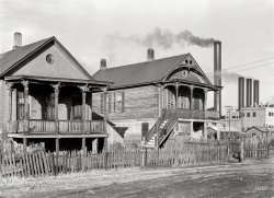 November 1938. "Houses near the Nebraska Power Company plant, Omaha." Photo by John Vachon for the Resettlement Administration. View full size.