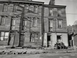Schuylkill County, Pennsylvania, 1938. "Shenandoah. House fronts in a mining town." Medium format acetate negative by Sheldon Dick. View full size.