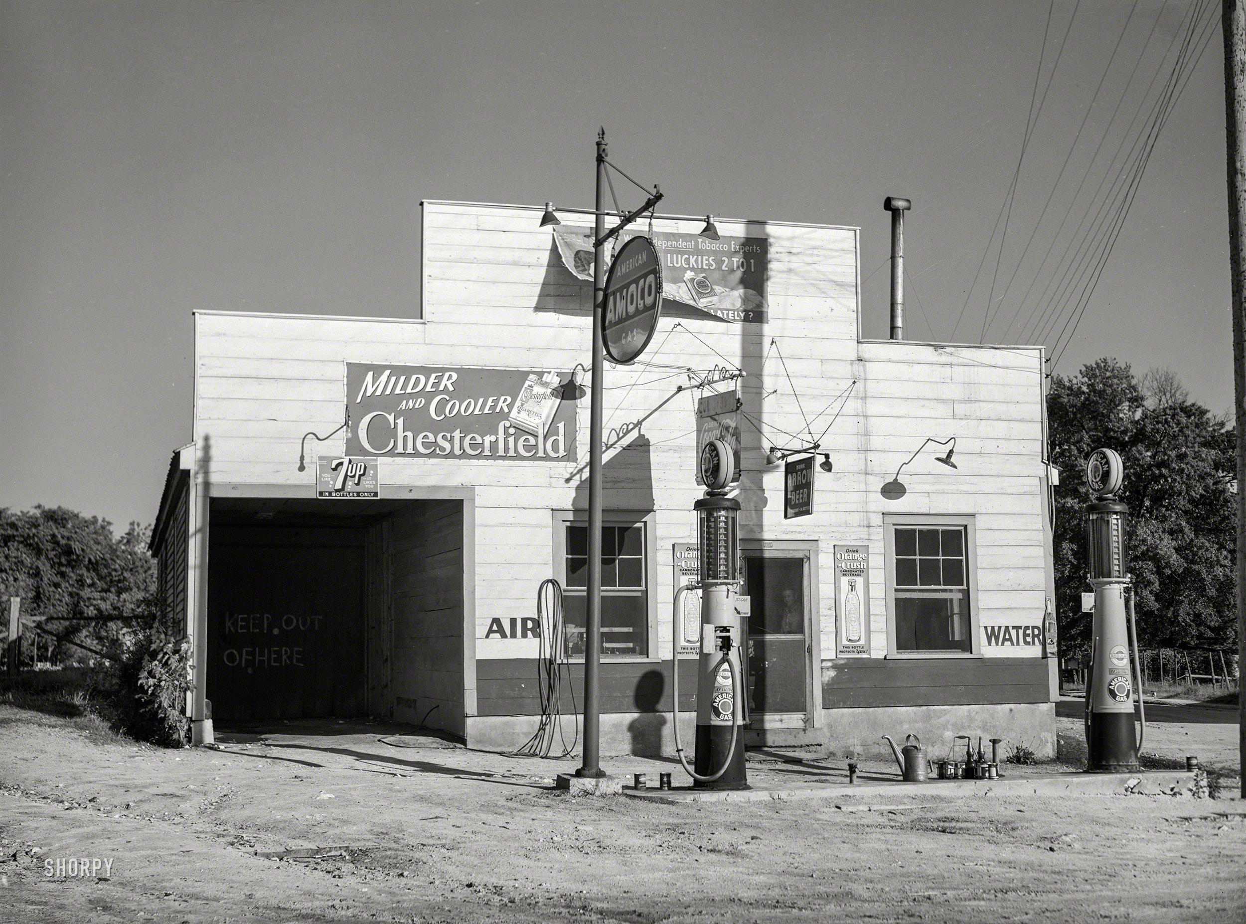 May 1940. "Filling station and general store operated by Mr. Coley. Stem, Granville County, North Carolina." Photo by Jack Delano. View full size.