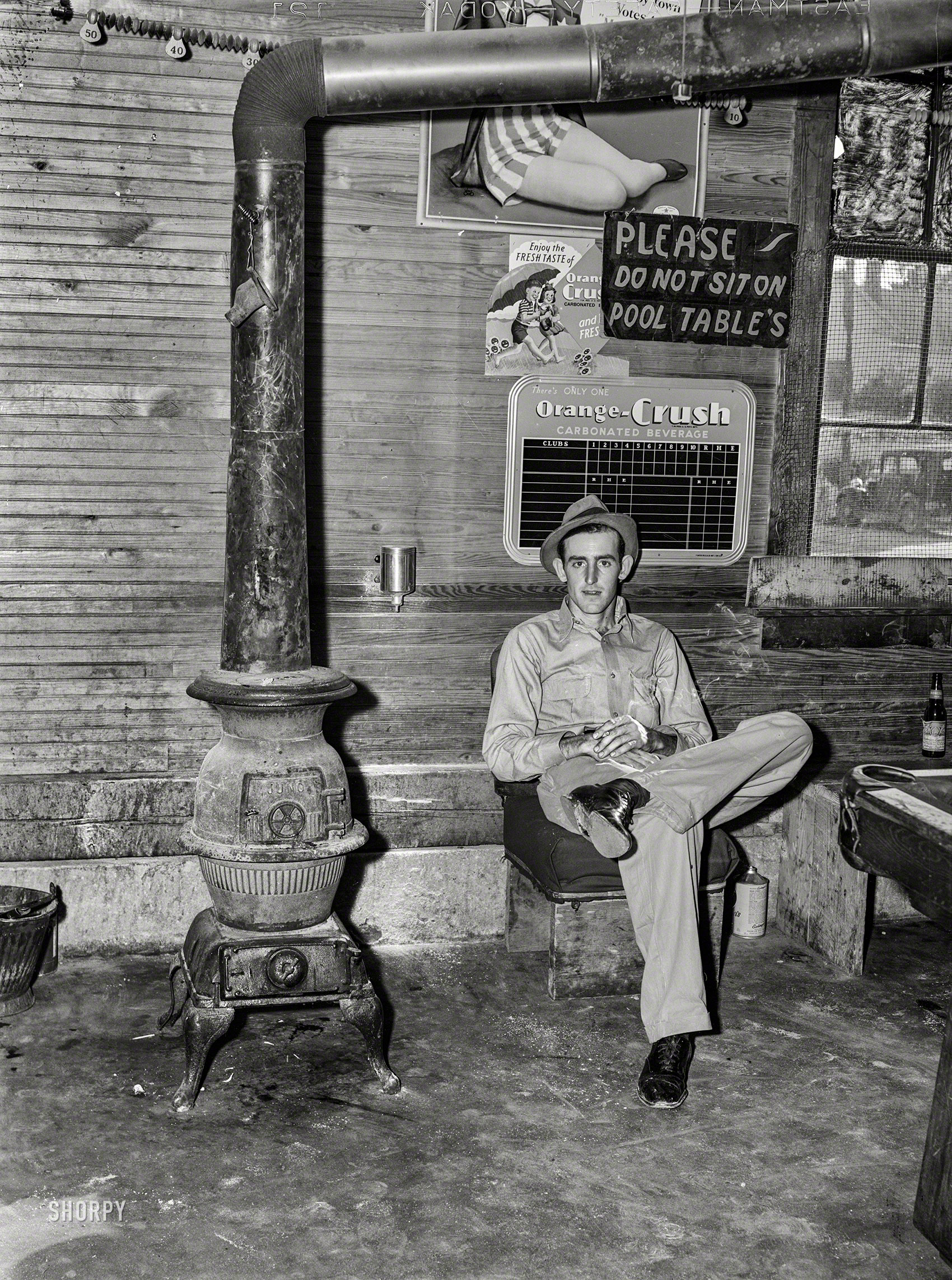 May 1940. "Interior of poolroom and general store. Stem, Granville County, North Carolina." Medium format negative by Jack Delano. View full size.