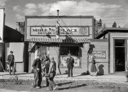 October 1940. "Along U.S. Highway No. 1 -- street scene in Caribou, Maine." Medium format acetate negative by Jack Delano for the Farm Security Administration. View full size.