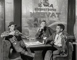 November 1940. "Having a beer in 'Art's Sportsmen's Tavern' on a rainy day in Colchester, Connecticut." Acetate negative by Jack Delano. View full size.