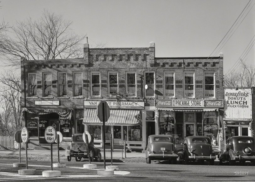 November 1940. "The main square in Colchester, Connecticut." Medium format negative by Jack Delano for the Farm Security Administration. View full size.