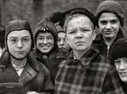 January 1941. "Children in Midland, Pennsylvania." And now if you'll excuse us, there's the little matter of a triple-dog-dare to take care of. Medium format negative by Jack Delano for the Farm Security Administration. View full size.