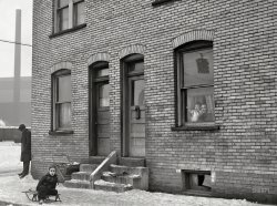 January 1941. "Workers' houses near Pittsburgh Crucible Steel Company in Midland, Pennsylvania." Acetate negative by Jack Delano. View full size.