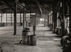 January 1941. "Interior of abandoned Howard Stove Works in Beaver Falls, Pennsylvania." Acetate negative by Jack Delano for the Farm Security Administration. View full size.