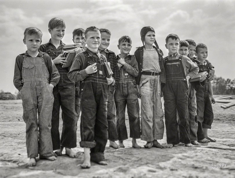 April 1941. "Schoolchildren in Franklin, Heard County, Georgia." Medium format negative by Jack Delano for the Farm Security Administration. View full size.
