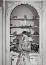 August 1941. "One of the children of Ernest Johnson, FSA client. Vernon, Vermont." Medium format negative by Jack Delano. View full size.