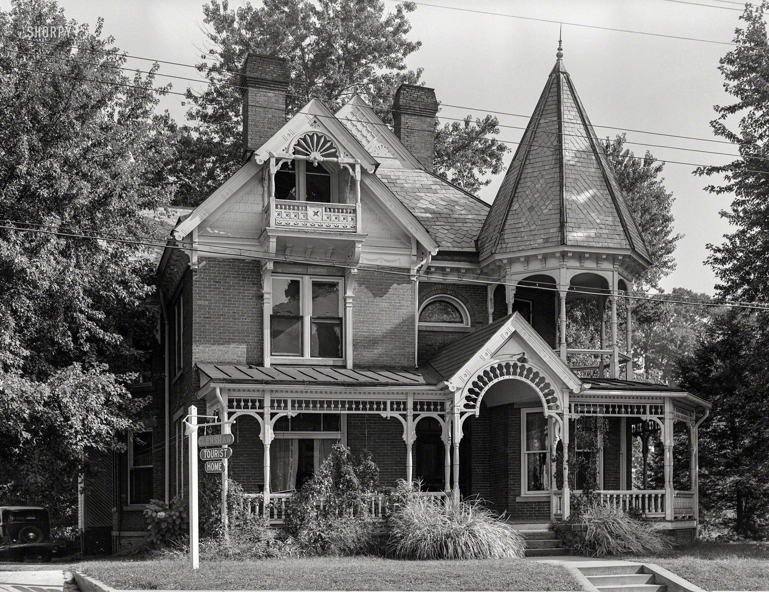 September 1938. "Old private house, now a tourist home. Buckhannon, West Virginia." Medium format negative by Marion Post Wolcott. View full size.