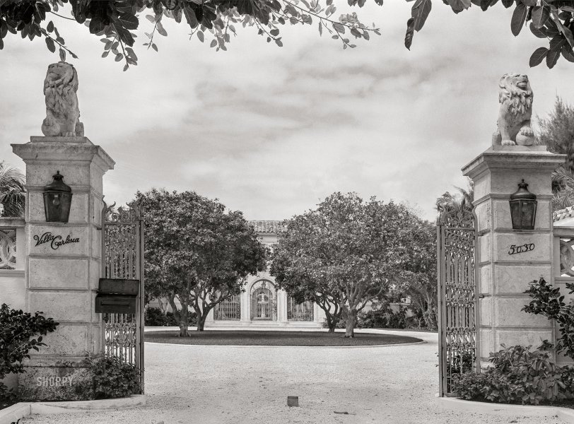 April 1939. "Part of Florida home in wealthy residential section. Miami Beach, Florida." Acetate negative by Marion Post Wolcott for the Farm Security Administration. View full size.
