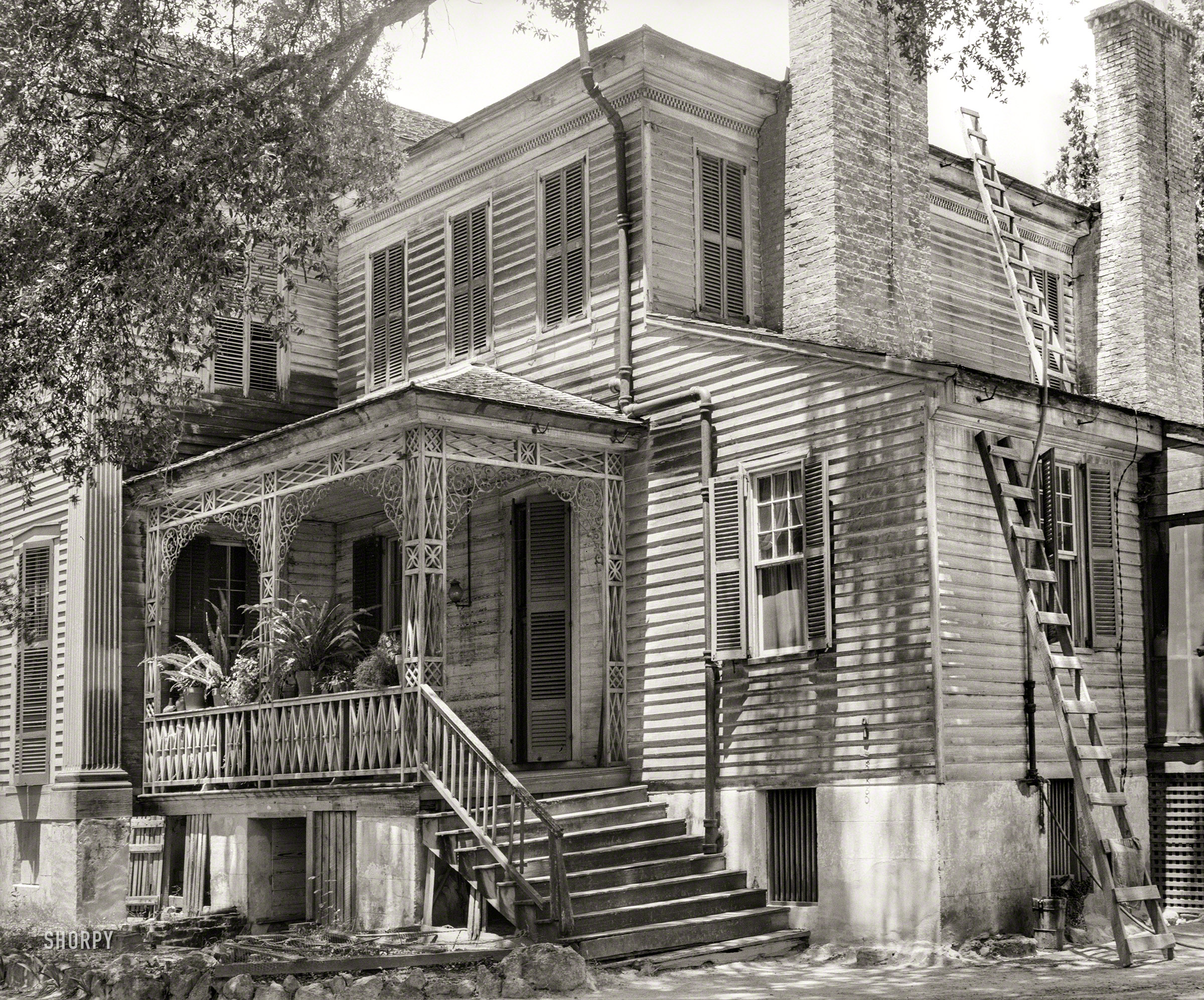 November 1939. "Old house in Holmes County, Mississippi." Medium format negative by Marion Post Wolcott for the Farm Security Administration. View full size.