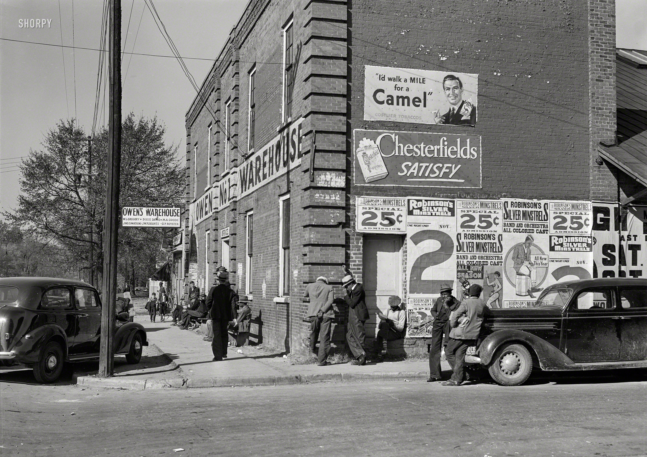 November 1939. "Tobacco warehouse during auction sales in Oxford, Granville County, North Carolina." Photo by Marion Post Wolcott. View full size.