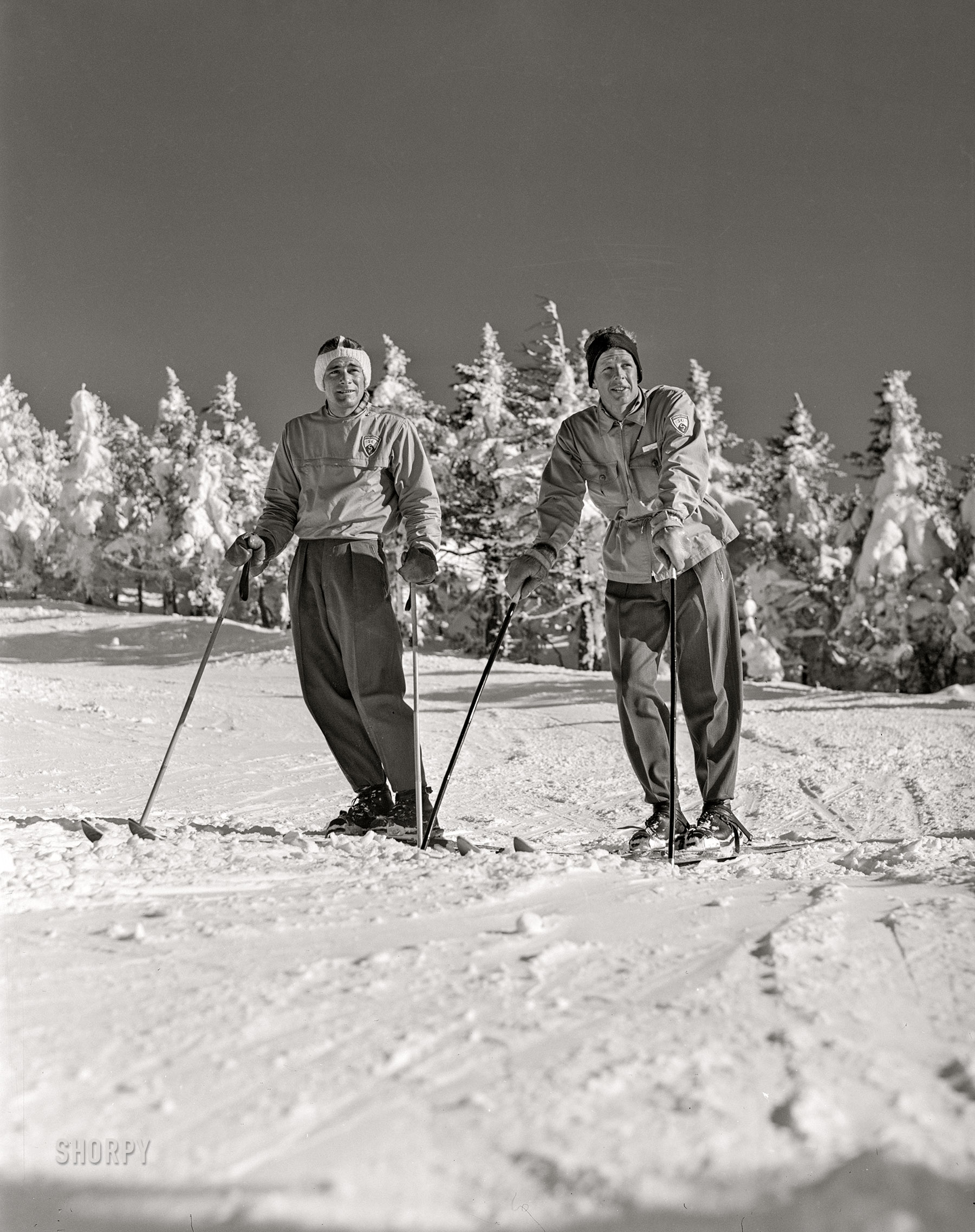 March 1940. "Skiers on top of Cannon Mountain. Franconia Notch, New Hampshire." Acetate negative by Marion Post Wolcott for the Farm Security Administration. View full size.