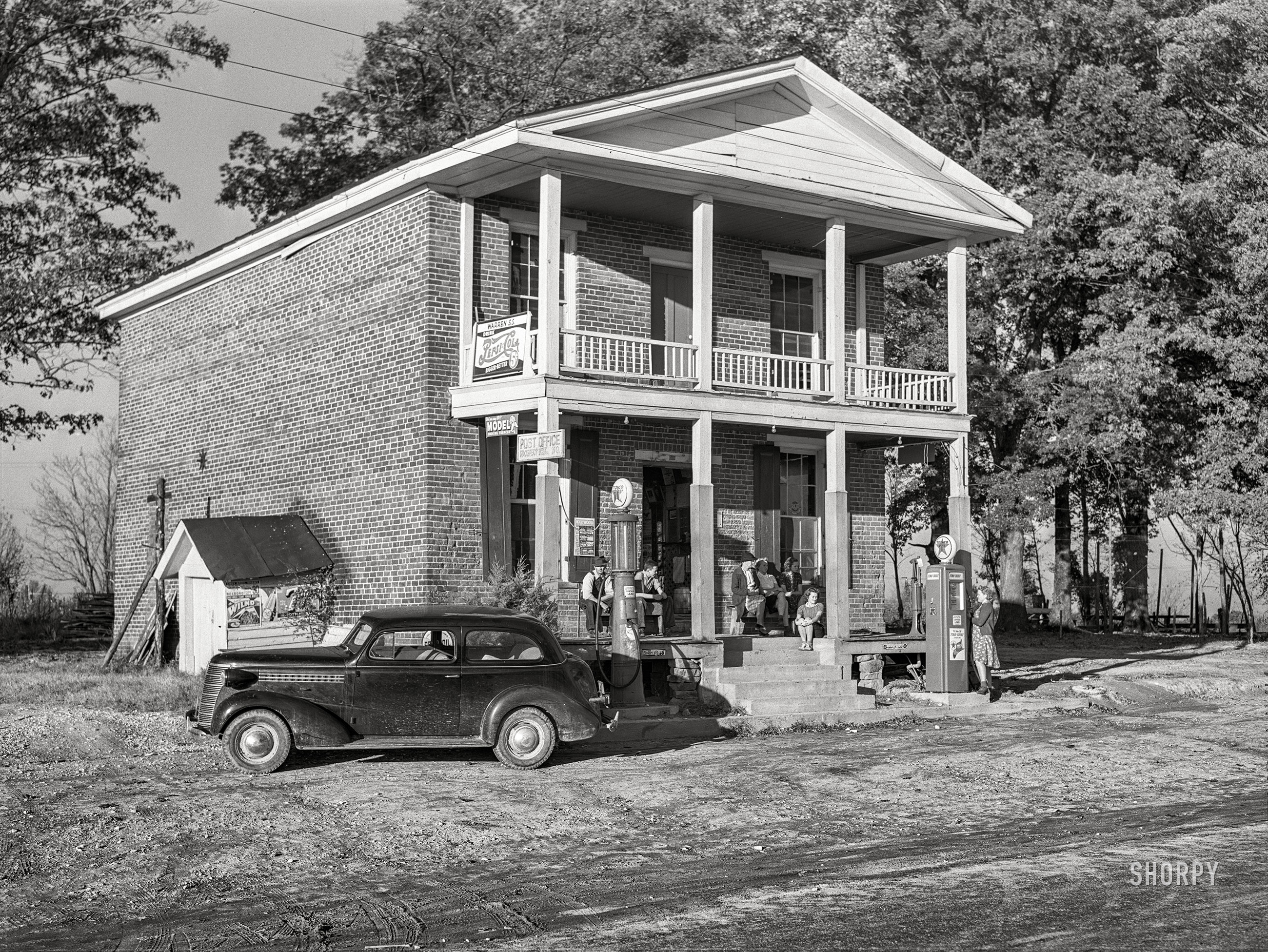 October 1940. "Old country store. Prospect Hill, Caswell County, North Carolina." Medium format negative by Marion Post Wolcott for the Farm Security Administration. View full size.