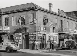 1940. "New Orleans, Louisiana. Old building at Rampart and Bienville streets." Medium format acetate negative by Marion Post Wolcott for the Farm Security Administration. View full size.