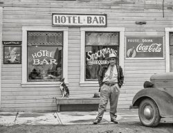 September 1941. "Cattle country and rural scenes. Hotel in Big Piney, Wyoming." Acetate negative by Marion Post Wolcott for the Farm Security Administration. View full size.