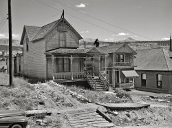 September 1941. "Houses in old mining town. Leadville, Colorado." Medium format acetate negative by Marion Post Wolcott for the Farm Security Administration. View full size.