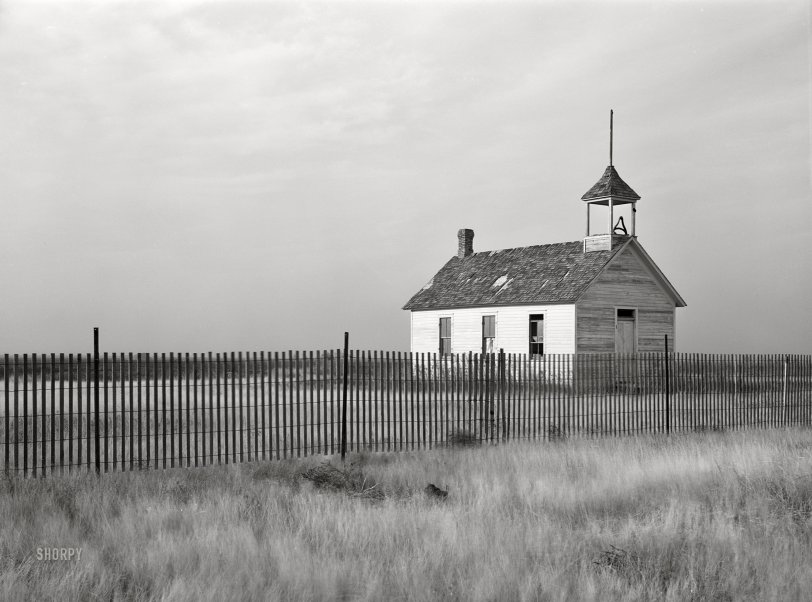 October 1940. "Abandoned schoolhouse. Ramsey County, North Dakota." Medium format acetate negative by John Vachon for the Farm Security Administration. View full size.
