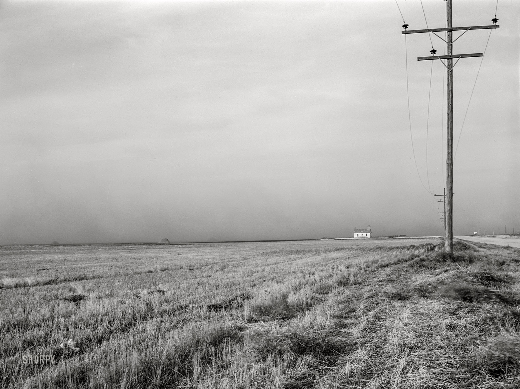October 1940. "Dust storm. Ramsey County, North Dakota." Medium format acetate negative by John Vachon for the Farm Security Administration. View full size.