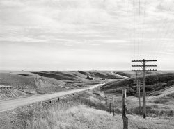 October 1940. "U.S. Highway 83, Ward County, North Dakota." Medium format acetate negative by John Vachon for the Farm Security Administration. View full size.