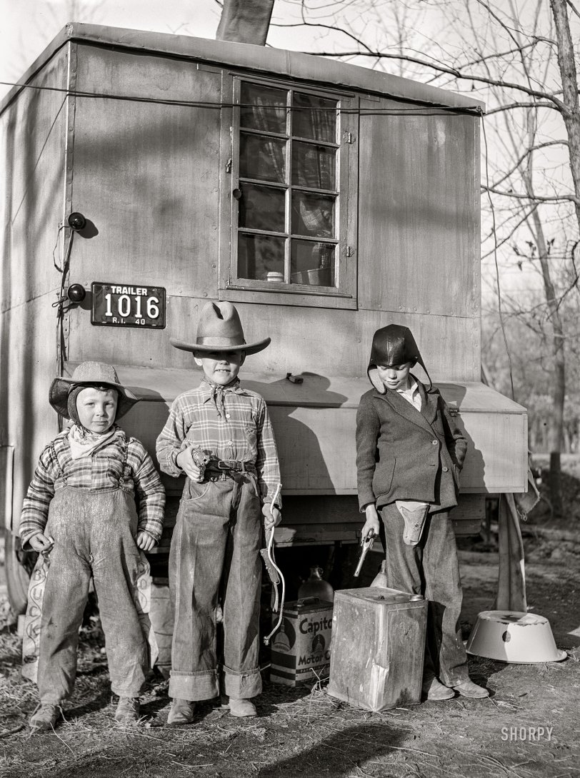 March 1941. "Children of construction workers in trailer camp. Portsmouth, Virginia." Medium format acetate negative by John Vachon for the Farm Security Administration. View full size.
