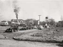 March 1941. "Houses near Navy yard. Portsmouth, Virginia." Medium format acetate negative by John Vachon for the Farm Security Administration. View full size.