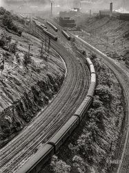 June 1941. "Railroad. Pittsburgh, Pennsylvania." Medium format acetate negative by John Vachon for the Farm Security Administration. View full size.
