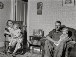 August 1941. "Olaf Ryskedahle and family, tenant purchase borrowers. Freeborn County, Minnesota." Medium format acetate negative by John Vachon. View full size.