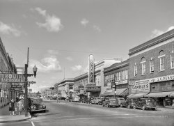 August 1941. "Main street of Hibbing, Minnesota." Medium format acetate negative by John Vachon for the Farm Security Administration. View full size.