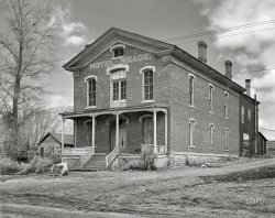 April 1942. "Bannack, Montana. Old hotel." The supposedly haunted Hotel Meade. Medium format acetate negative by John Vachon for the Farm Security Administration. View full size.