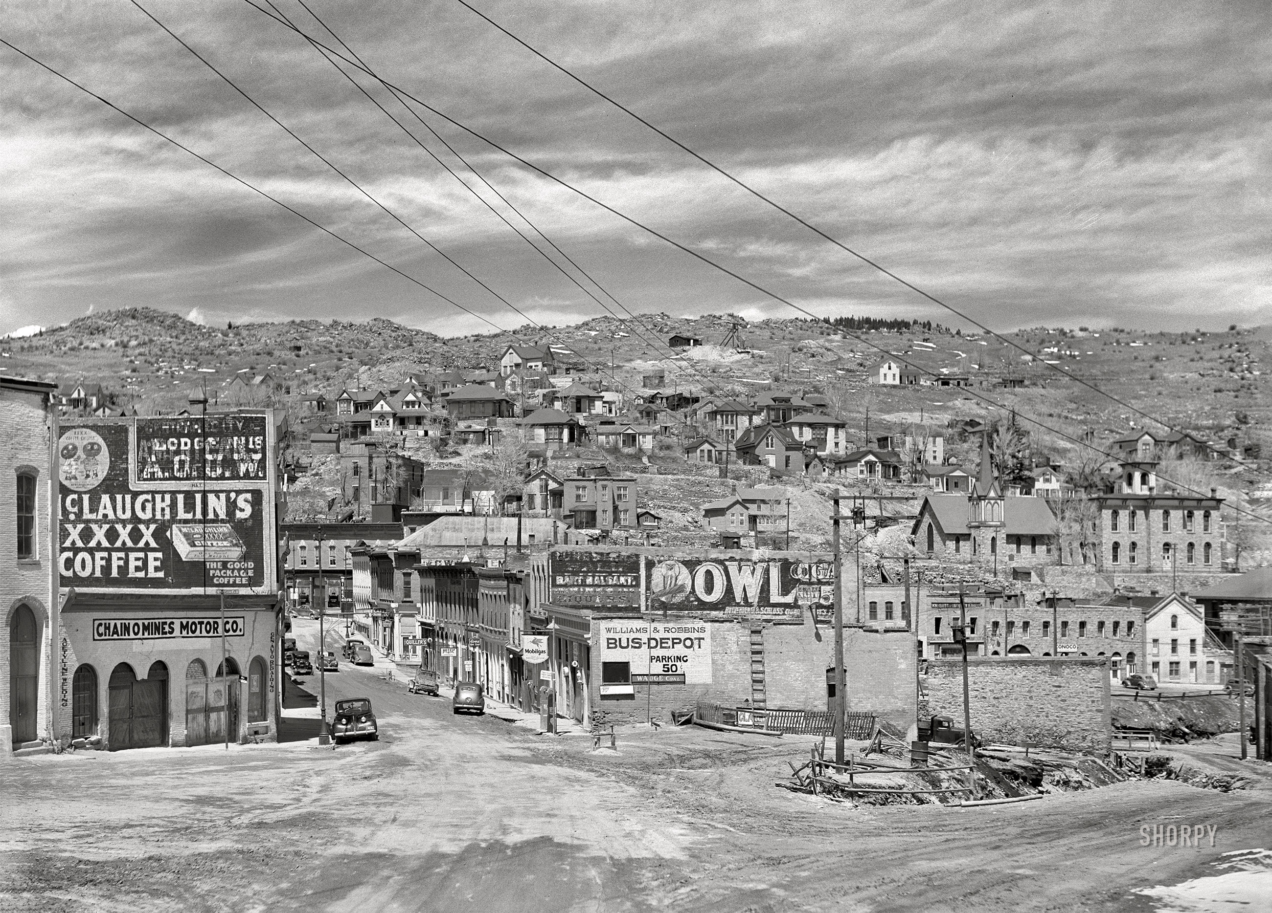 May 1942. "Central City, an old mining town in the mountainous region of Central Colorado." Acetate negative by John Vachon for the Farm Security Administration. View full size.