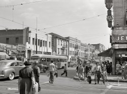 April 1942. "Los Angeles, California. Street scene in Little Tokyo." Medium format acetate negative by Russell Lee for the Office of War Information. View full size.