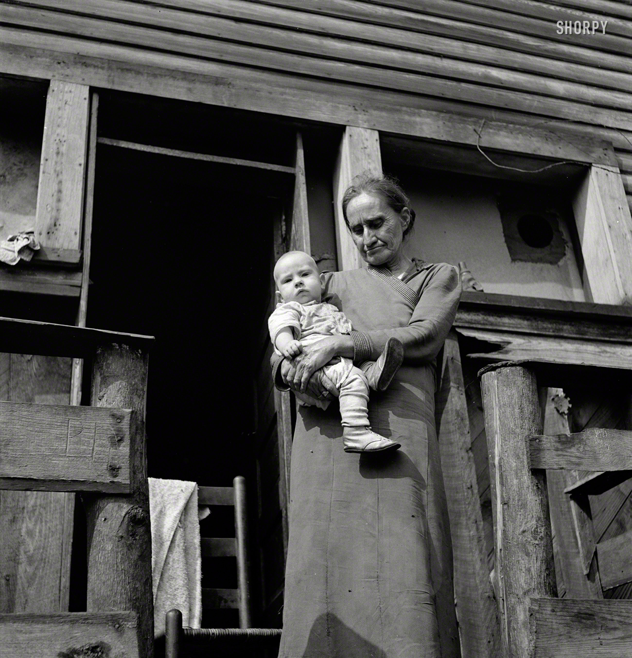 September 1938. "Mother-in-law of unemployed coal miner and his child. Marine, West Virginia." Photo by Marion Post Wolcott. View full size.