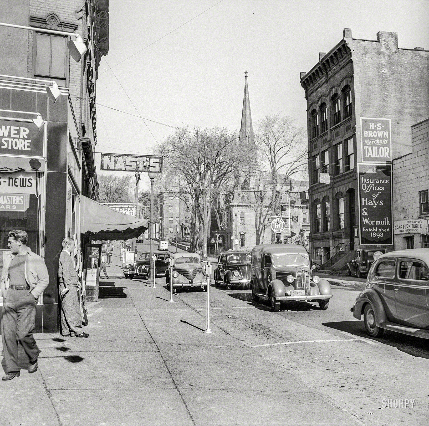October 1941. "Amsterdam, New York. Street scene." (Meanwhile, back in Europe and Japan ... ) Medium format negative by John Collier. View full size.