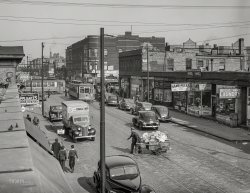 April 1941. "South Side Chicago, 47th Street (Bronzeville)." Medium format negative by Russell Lee for the Farm Security Administration. View full size.