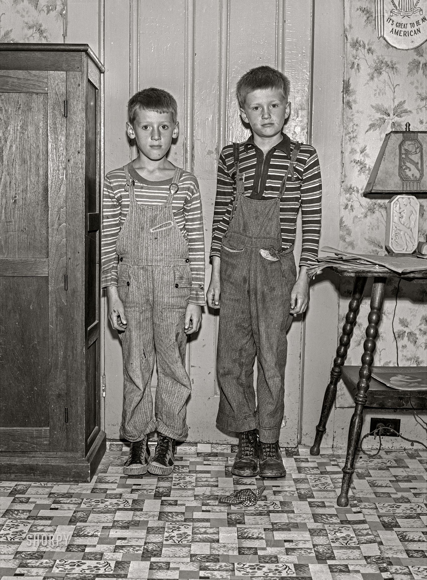 August 1941. "Children of a dairy farmer near Rutland, Vermont." Medium format acetate negative by Jack Delano for the Farm Security Administration. View full size.