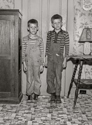 August 1941. "Children of a dairy farmer near Rutland, Vermont." Medium format acetate negative by Jack Delano for the Farm Security Administration. View full size.