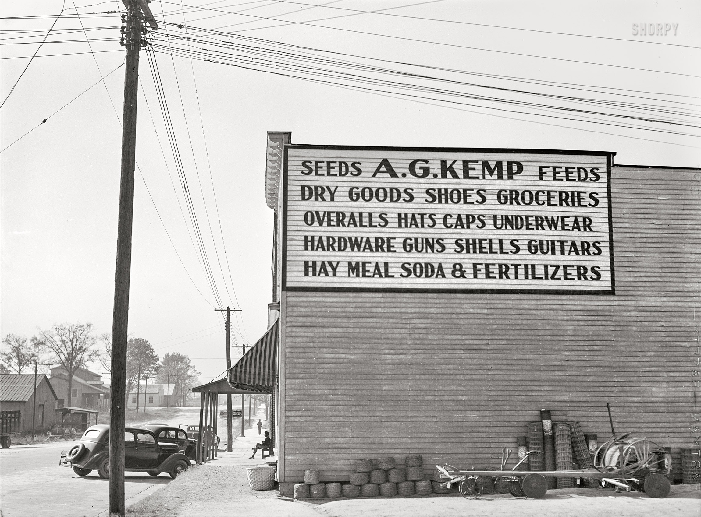 November 1939. "General store. Zebulon, Wake County, North Carolina." Medium format acetate negative by Marion Post Wolcott for the Farm Security Administration. View full size.