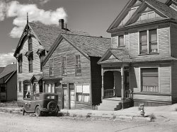 September 1941. "Houses in old mining town of Leadville, Colorado." Medium format acetate negative by Marion Post Wolcott for the Farm Security Administration. View full size.
