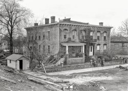 April 1937. Shawneetown, Illinois. "An old residence near the levee after the flood." Photo by Russell Lee for the Resettlement Administration. View full size.